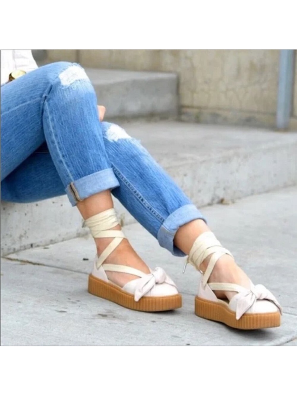 Puma x Fenty by Rhianna Bow Creeper Tie-Up Sandals Size 9
